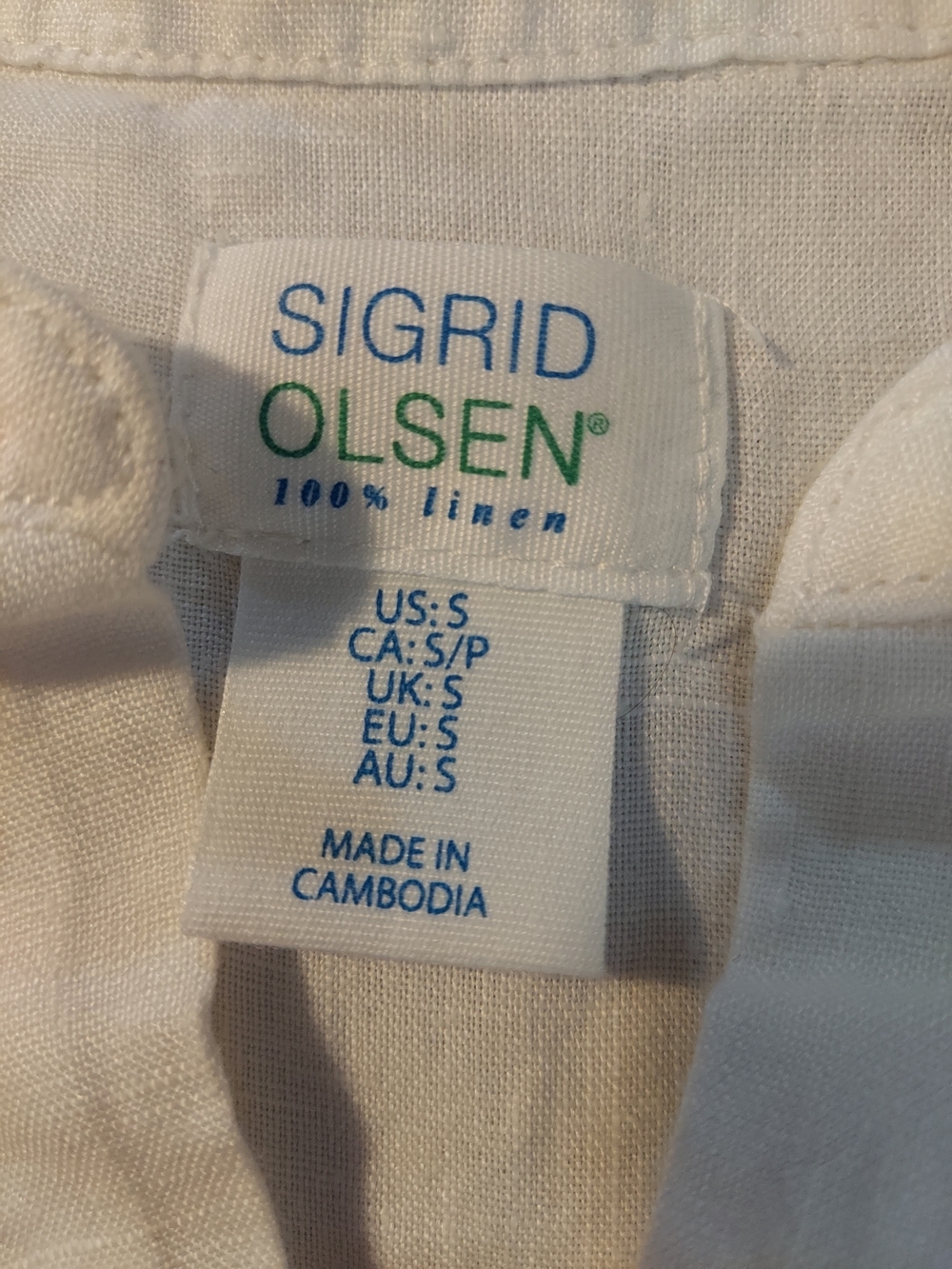 Sigrid Olsen White Linen Roll Tab Sleeve Button-Down Shirt - Picture 3 of 9